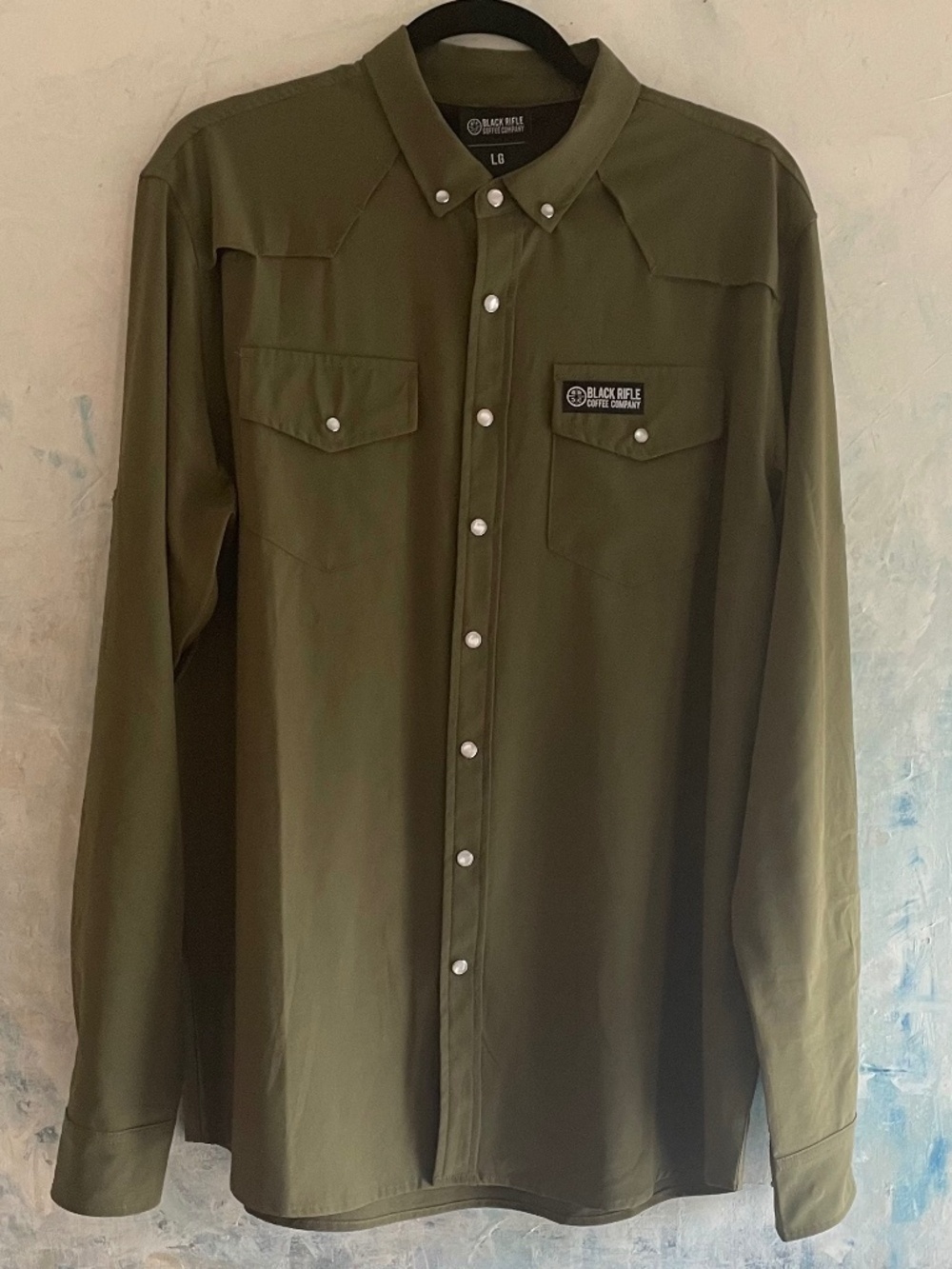 BLACK RIFLE Coffee Company Men's Pearl Snap River Shirt - Olive L